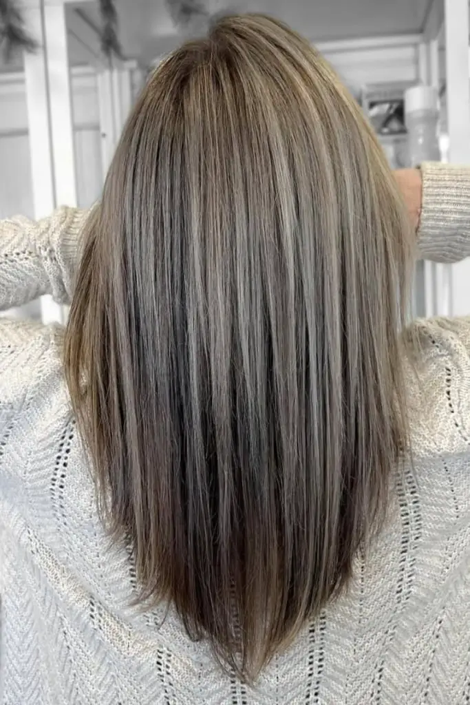 Collarbone Long Bob With Dark Gray Blend Collarbone Long Bob With Dark Gray Blend — Simple Gray Blending Hair