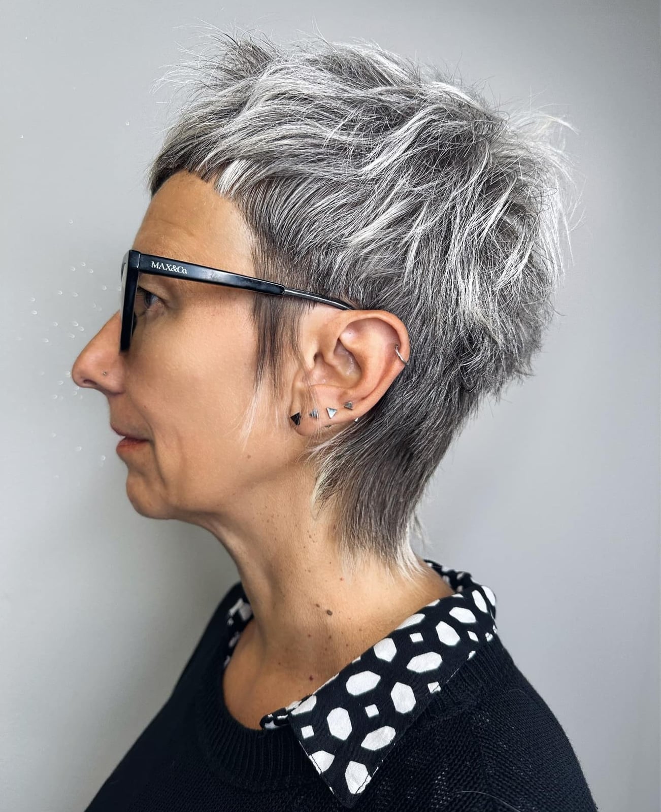 Short Textured Pixie With Darker Roots Short Textured Pixie With Darker Roots — Simple Gray Hair
