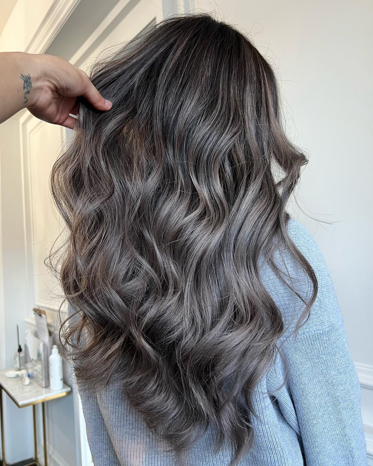 Shoulder Length Layers With Subtle Gray Highlights — Simple Gray Highlights