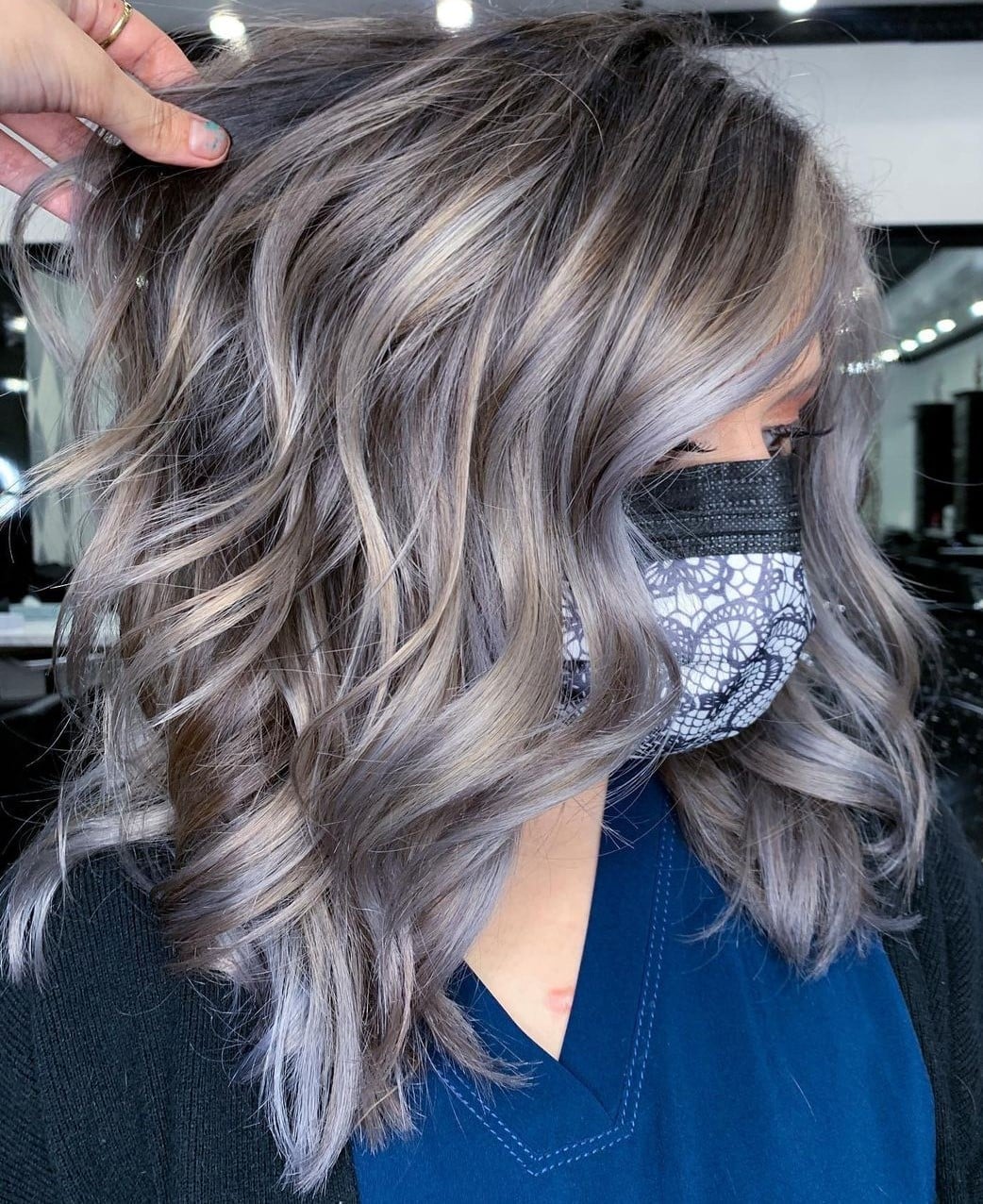 Dark Brown Base With Ash Gray And Silver Highlights — Simple Gray Highlights