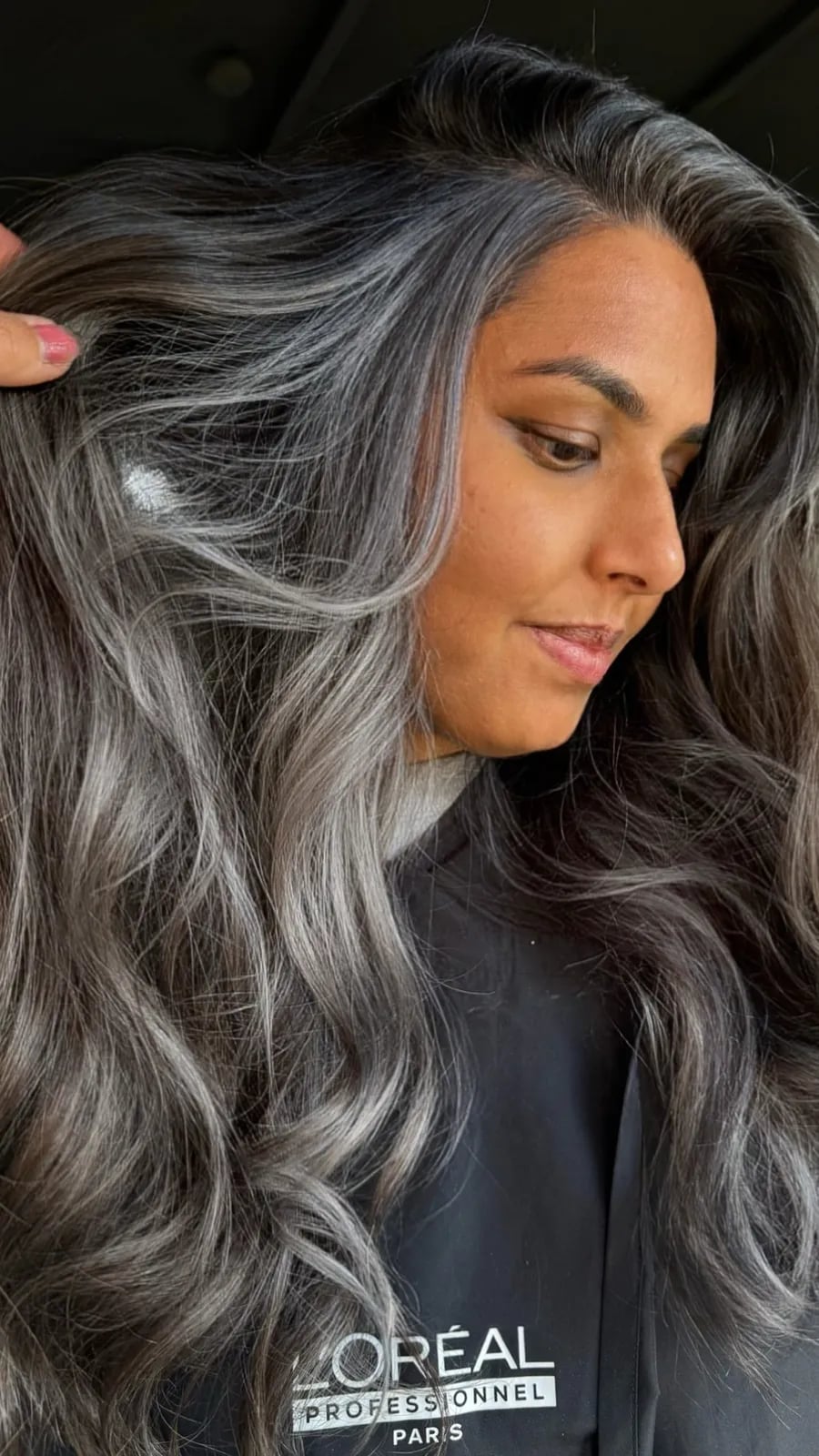 Collarbone Layers With Soft Gray Blending — Simple Gray Highlights