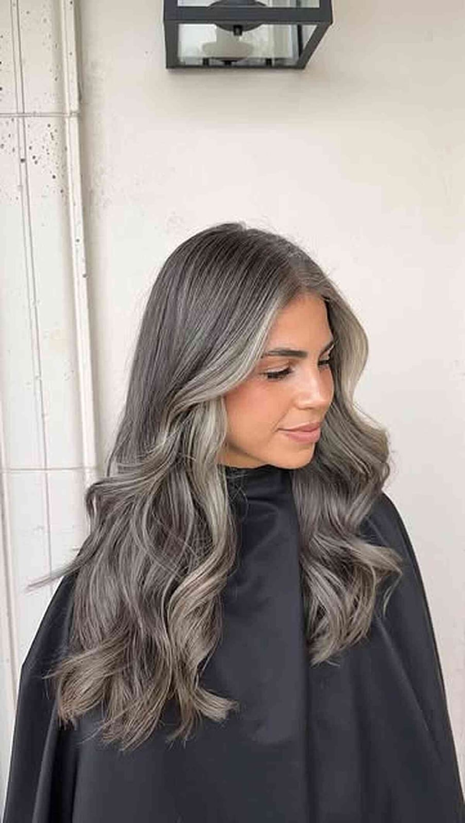 Mid-Back Waves With Ash Gray Highlights — Simple Grey Highlights