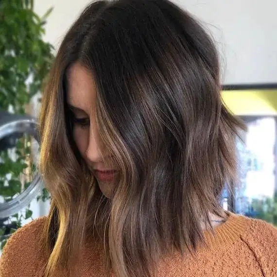 Collarbone Dark Brown Blonde Balayage, Wavy — Simple Hair Color Chart
