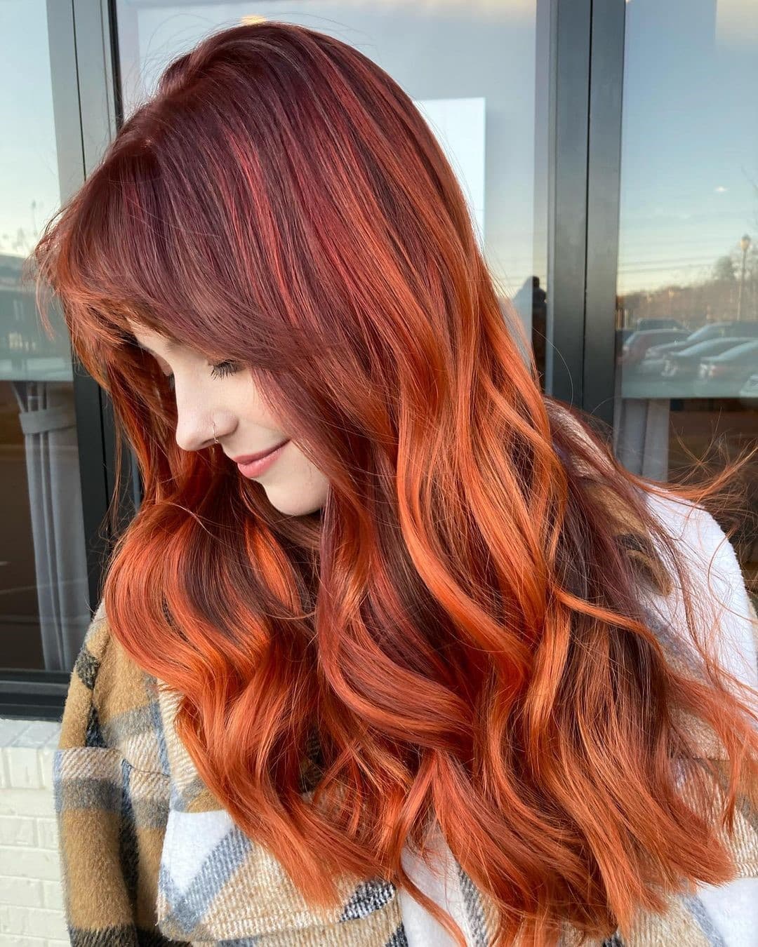 Dark Blonde With Fiery Orange And Red Highlights Dark Blonde With Fiery Orange And Red Highlights — Simple Hair Color Ideas