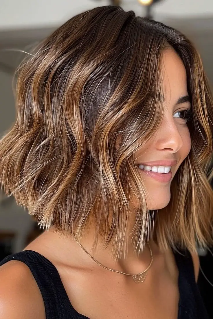 Collarbone Lob With Subtle Layers and Balayage — Simple Hair Haircuts