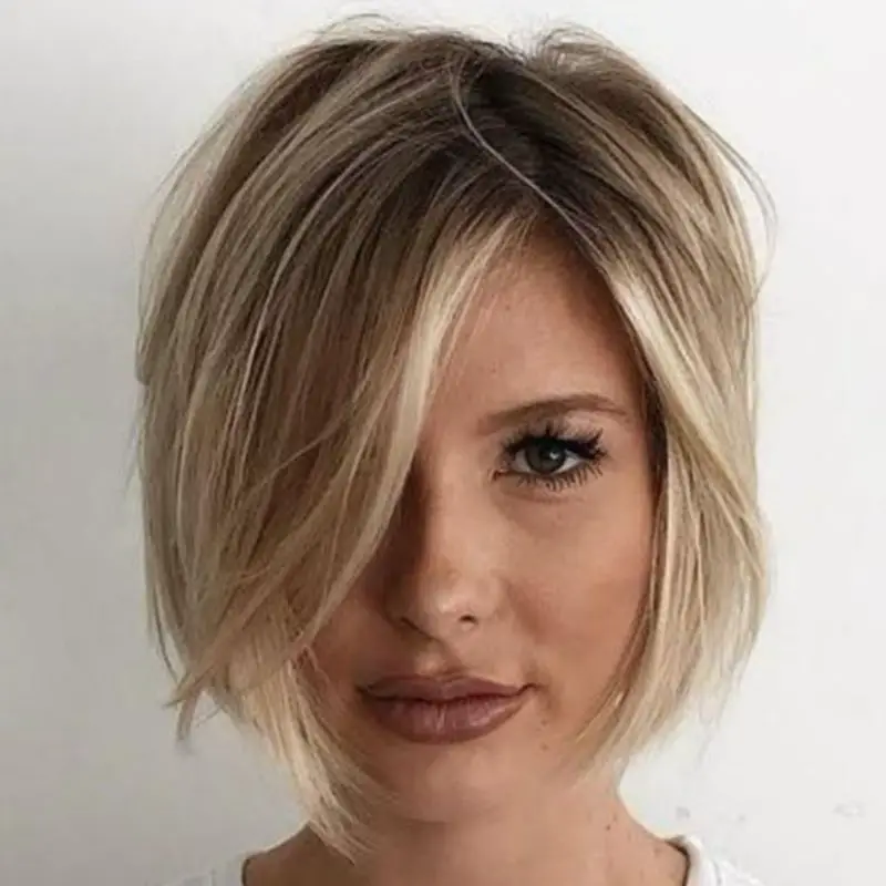 Chin Bob With Soft Layers And Bangs — Simple Haircuts for Fine Hair