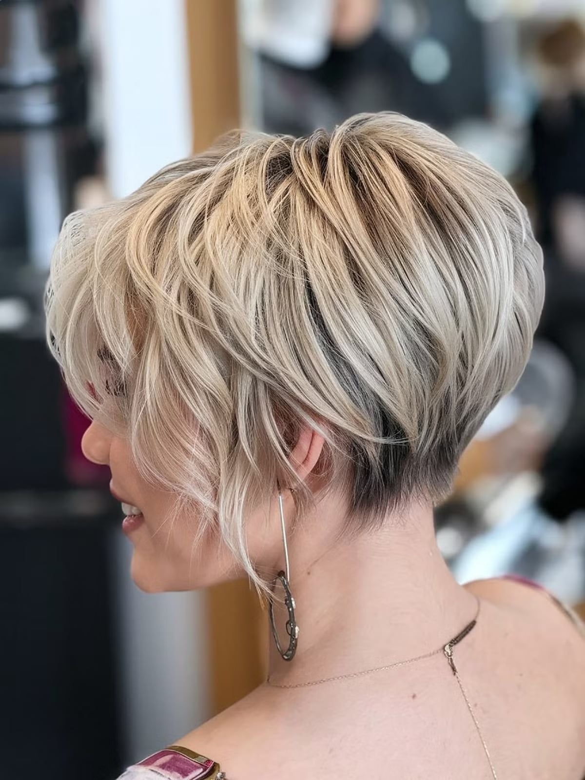 Ear Length Stacked Bob Ash Blonde Ear Length Stacked Bob Ash Blonde — Simple Haircuts for Thick Hair