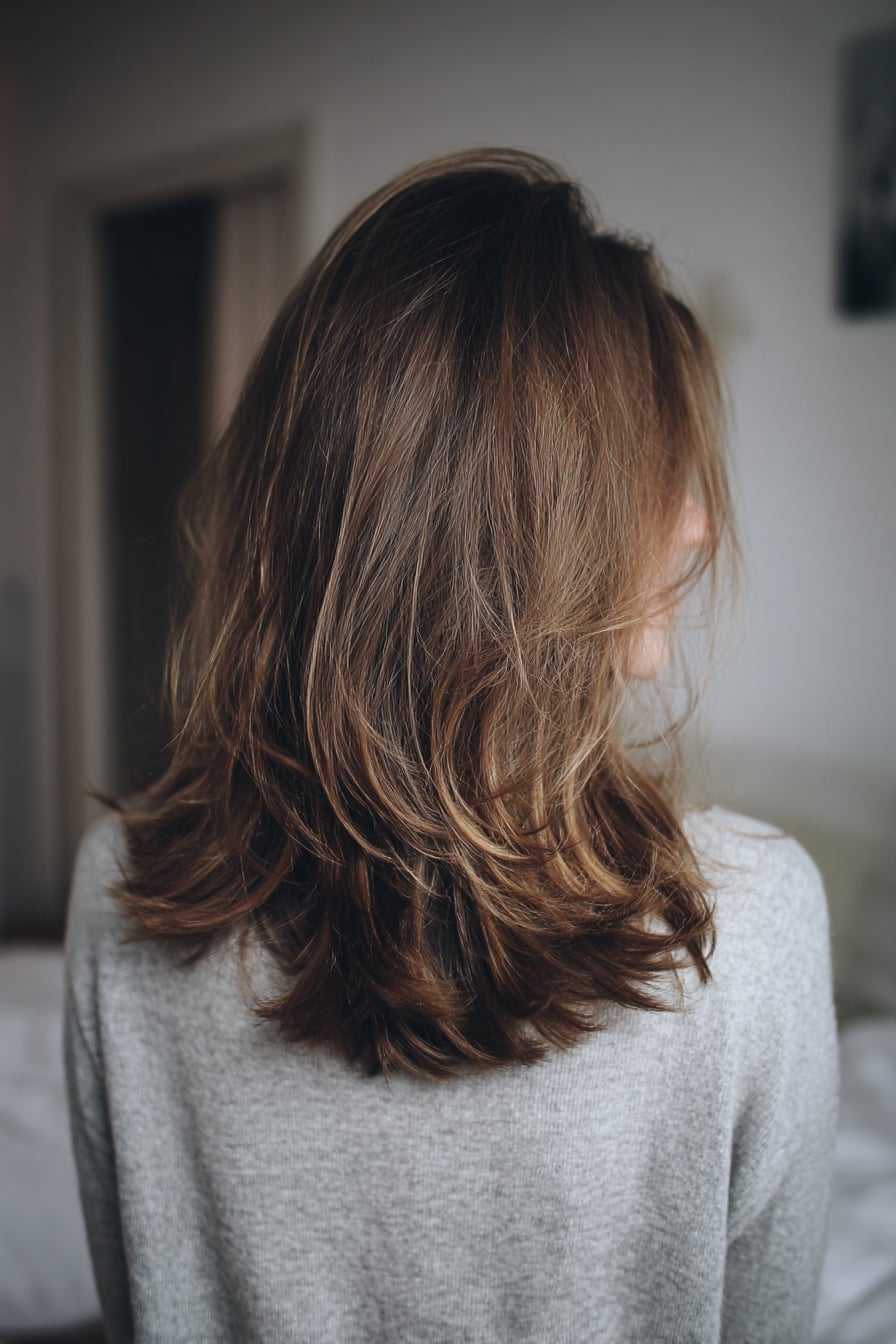 Collarbone Brown Lob With Layers, Wavy Collarbone Brown Lob With Layers, Wavy — Simple Haircuts for Thin Hair