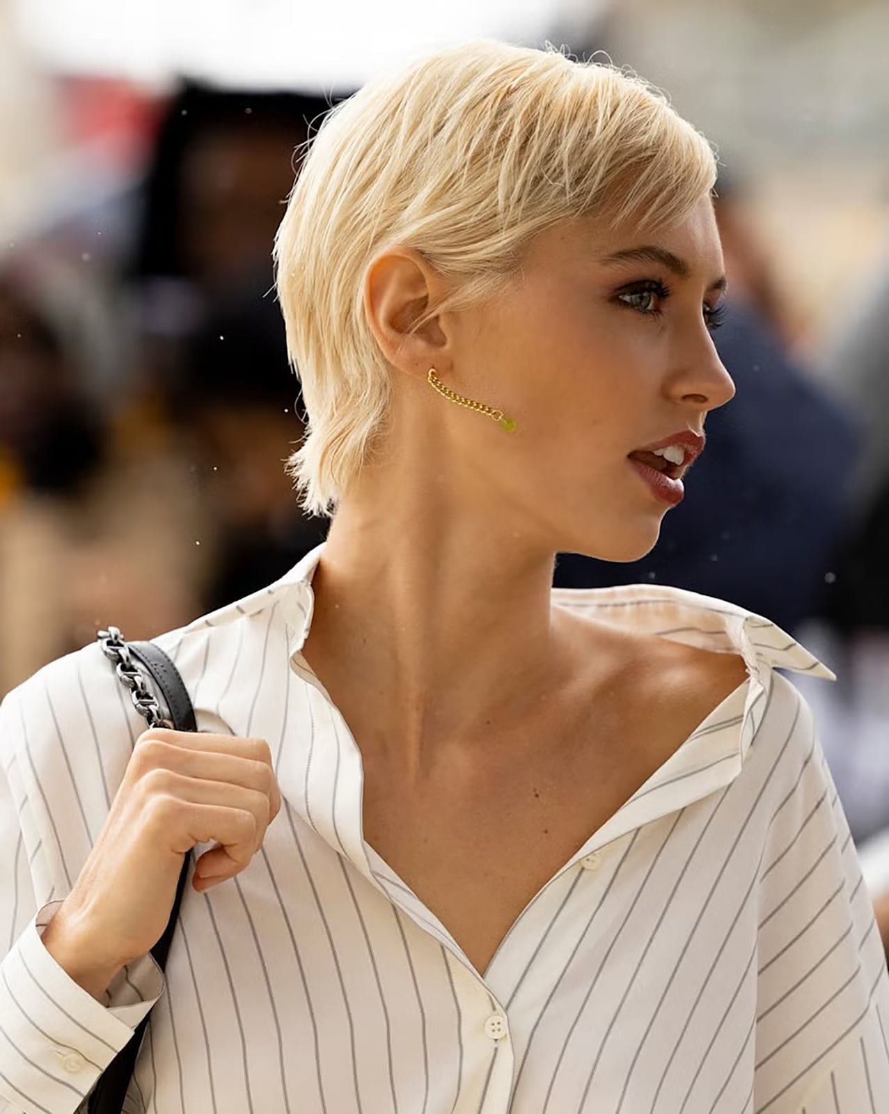Platinum Blonde Textured Pixie, Ear Platinum Blonde Textured Pixie, Ear — Simple Haircuts for Thin Hair