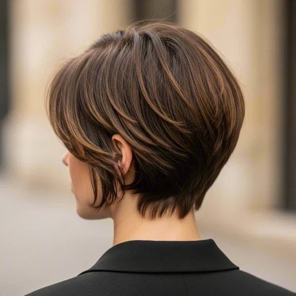 Neck-Length Layered Bob Back View Neck-Length Layered Bob Back View — Simple Haircuts for Thinning Hair