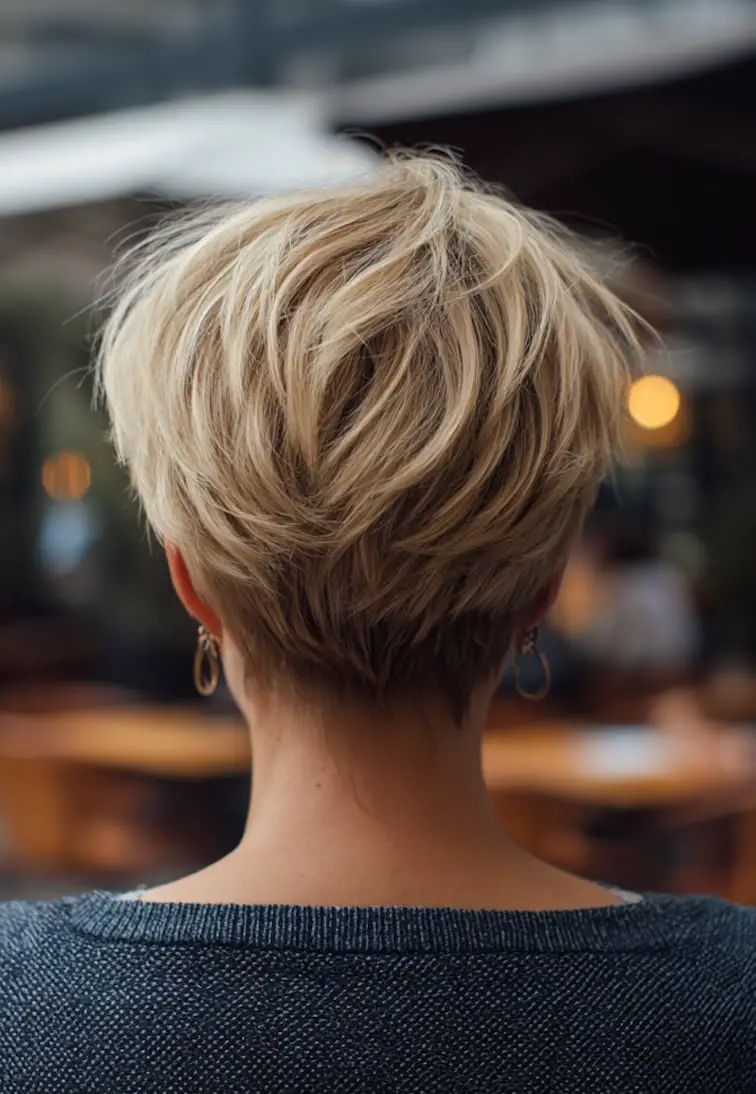 Textured Pixie Shag Back View Textured Pixie Shag Back View — Simple Haircuts for Thinning Hair