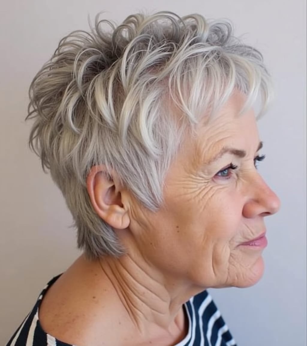 Silver Pixie With Textured Curls Silver Pixie With Textured Curls — Simple Haircuts for Women over 60