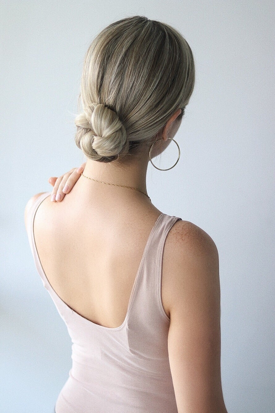Braided Bun Updo On Mid-Back Hair Braided Bun Updo On Mid-Back Hair — Simple Haircuts Tutorial