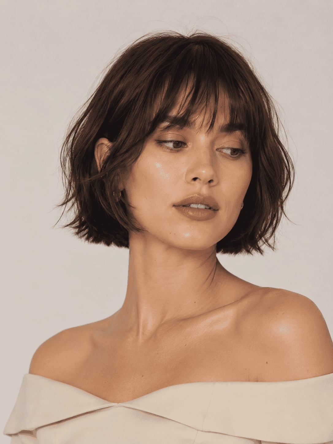 Dark Brown Bob With Blunt Bangs — Simple Hairstyles for Short Hairs.