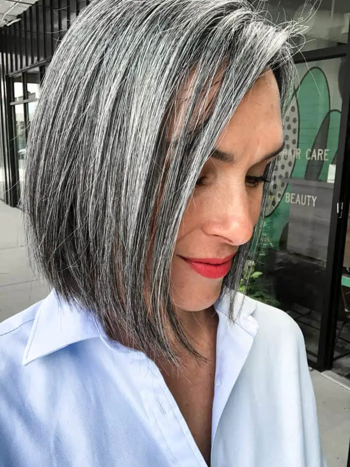 Gray Bob With Sleek Side Part — Simple Hairstyles for Short Hairs.