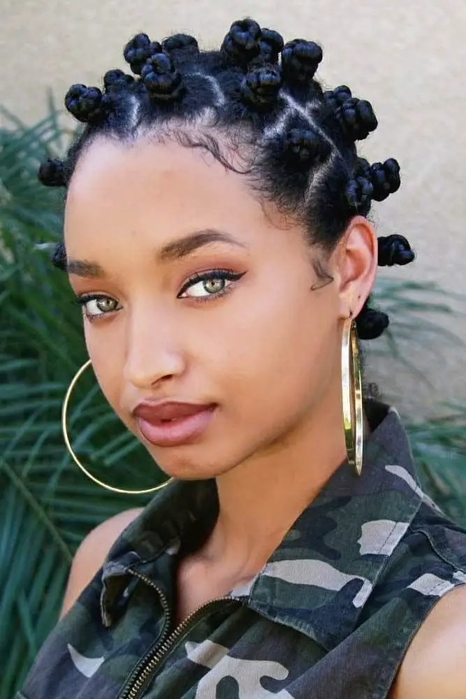 Black Afro With Bantu Knots — Simple Hairstyles for Short Hairs.