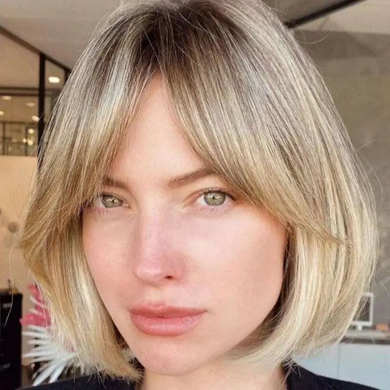 Ash Blonde Bob With Curtain Bangs — Simple Hairstyles for Short Hairs.