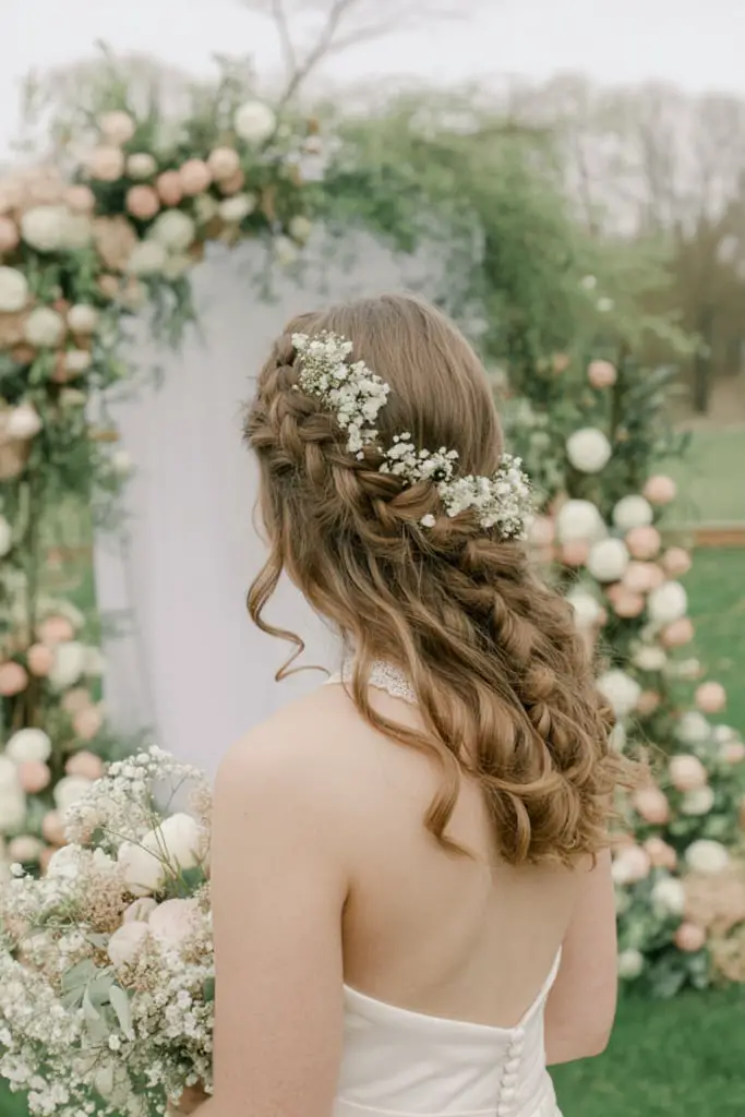 Bohemian Half Up With Braided Crown, Long — Simple Hairstyles for Wedding