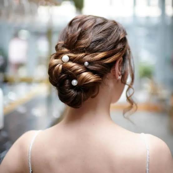 Twisted Bun Chignon With Pearl Pins — Simple Hairstyles for Wedding