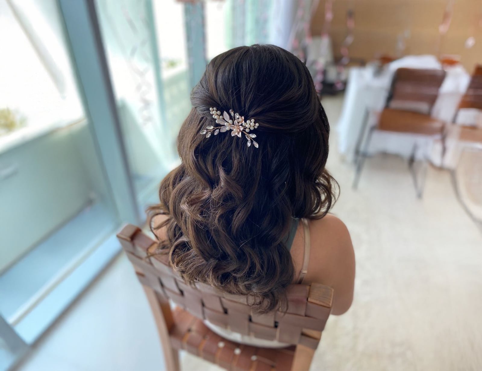 Half Up With Braided Accent and Clip — Simple Hairstyles for Wedding