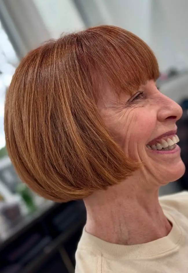 Chin Length Bob With Blunt Bangs — Simple Hairstyles for Women over 60