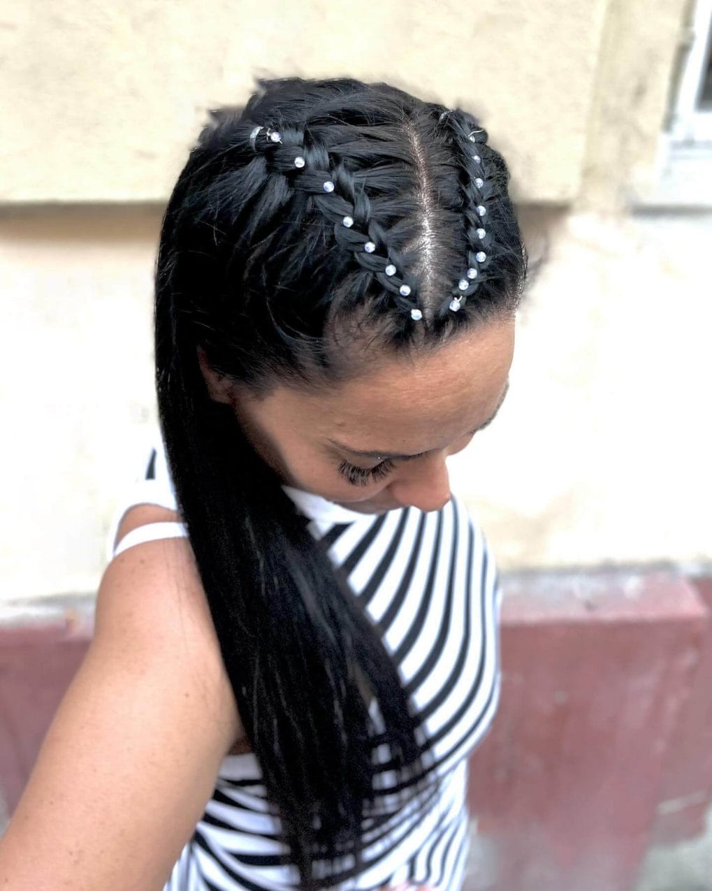 Mid-Back Braids With Blonde Tips and Clear Beads Mid-Back Braids With Blonde Tips and Clear Beads — Simple Hairstyles with Beads