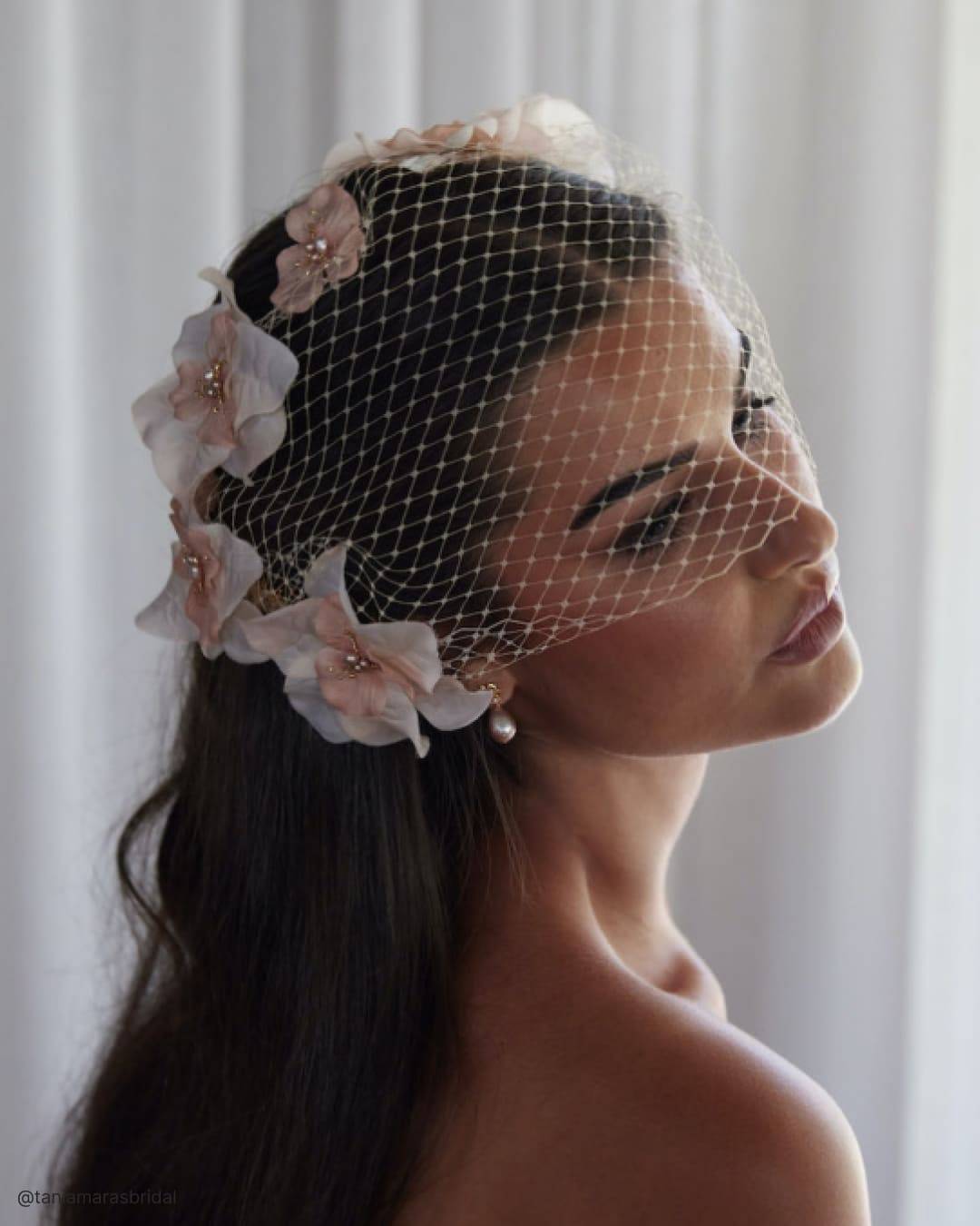 Thick Dark Brown Waves With Birdcage Veil Thick Dark Brown Waves With Birdcage Veil — Simple Hairstyles with Veil