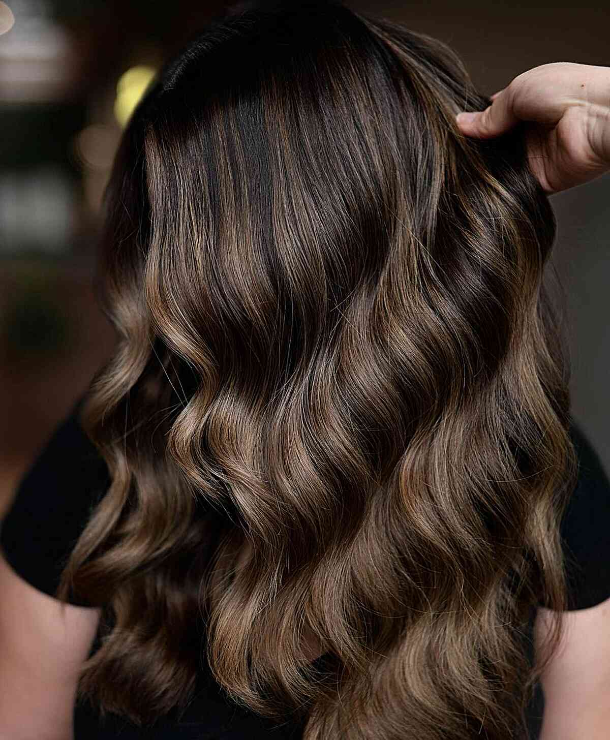 Mid-Back With Subtle Lighter Brown Highlights Mid-Back With Subtle Lighter Brown Highlights — Simple Highlights on Dark Hair