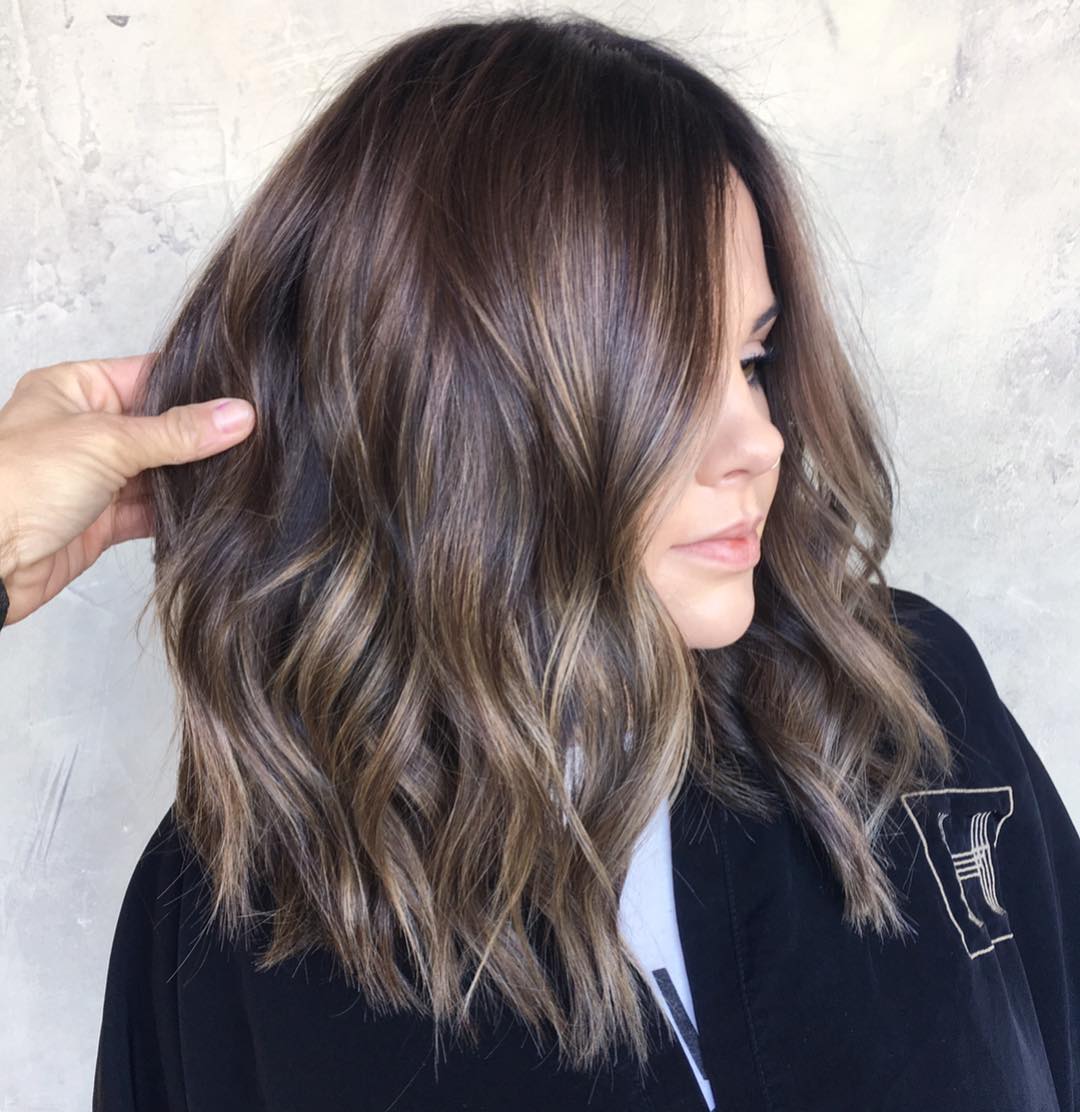 Collarbone Lob With Ash Highlights Collarbone Lob With Ash Highlights — Simple Highlights on Dark Hair