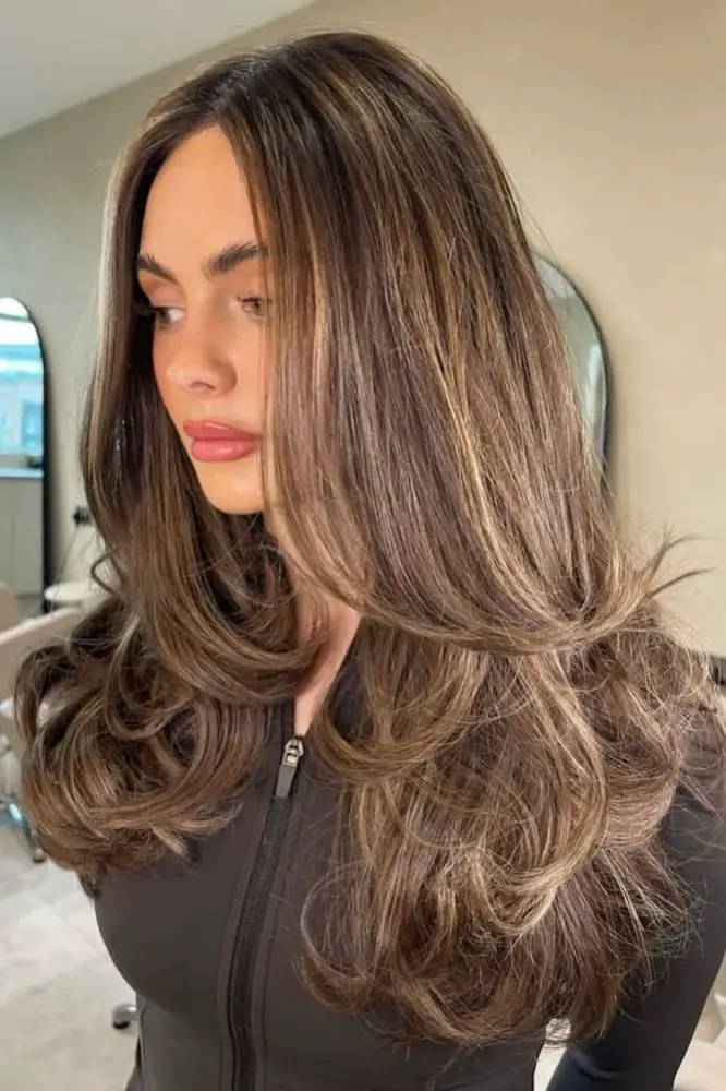 Mid-Back Layers With Face-Framing Highlights Mid-Back Layers With Face-Framing Highlights — Simple Highlights on Dark Hair