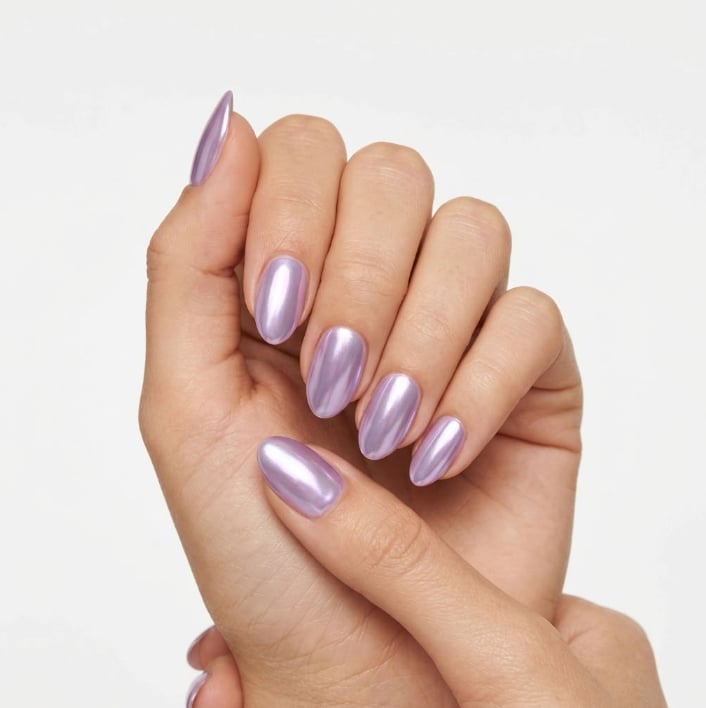 Metallic Lavender Mirror Chrome Almond Nails Metallic Lavender Mirror Chrome Almond Nails — Simple Holographic Nails