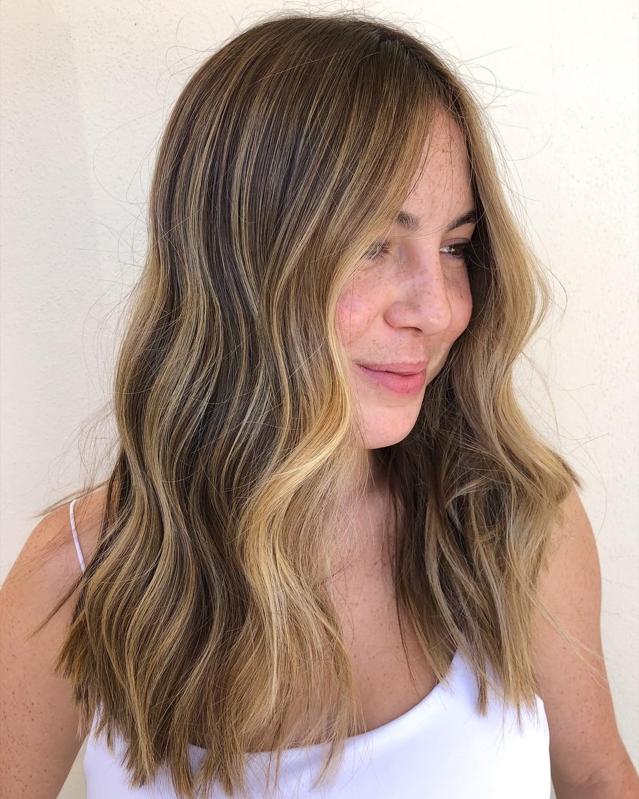 Wavy Dark Blonde With Honey Balayage — Simple Honey Balayage