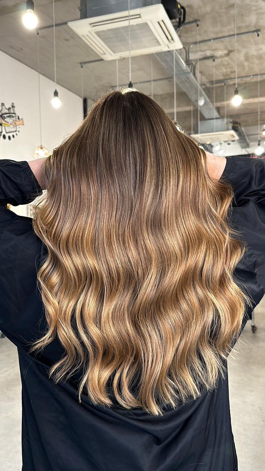 Honey Bronde Balayage Wavy Blowout — Simple Honey Balayage