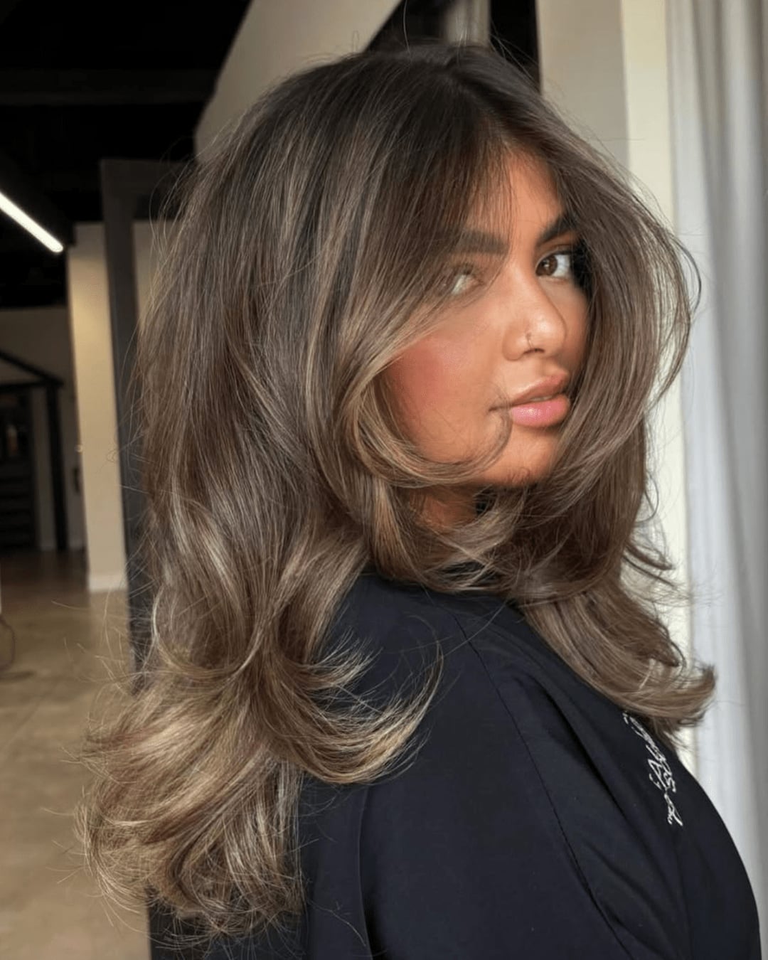 Dark Brown With Honey Blonde Balayage Lob — Simple Honey Balayage