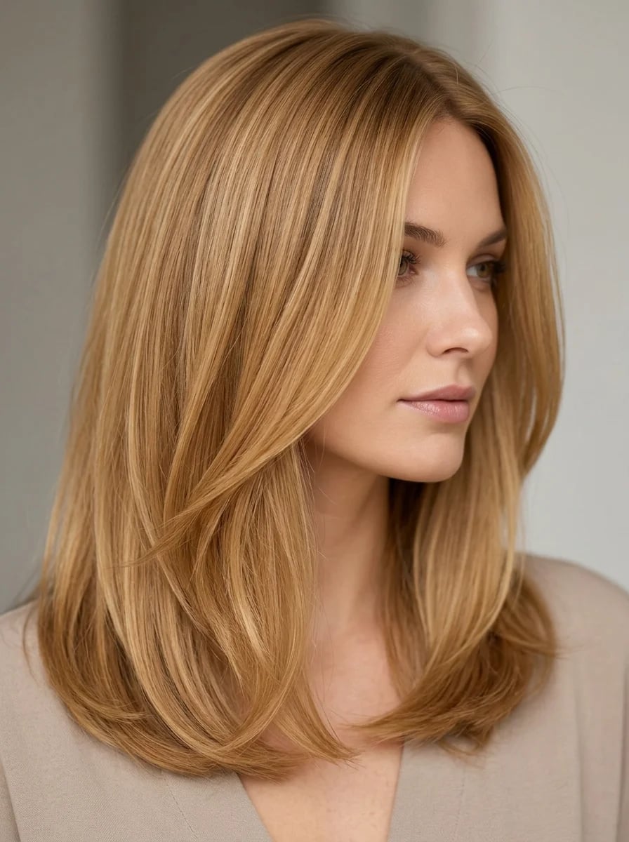 Collarbone Straight Hair With Glossy Finish — Simple Honey Blonde