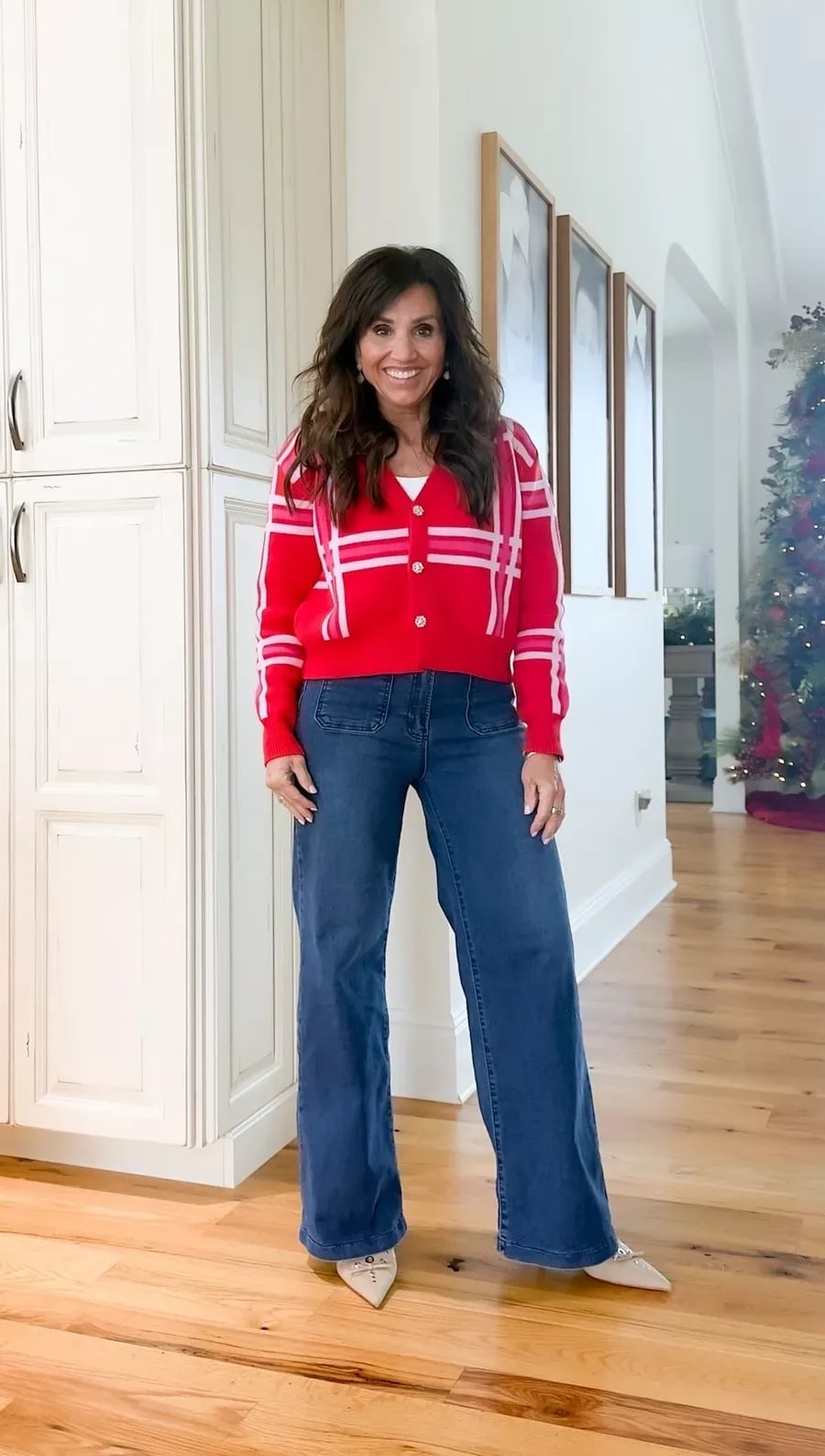 Striped Cardigan and Wide-Leg Jeans for Casual Comfort — Simple House Outfit Ideas