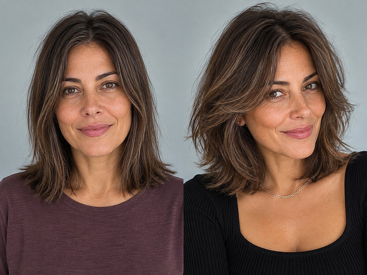 Scoop Neck Top With Shoulder Length Layers — Simple Hush Cut