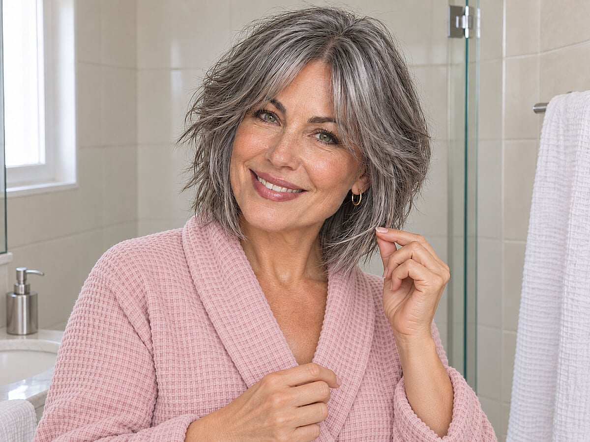 Textured Bob Paired With Knit Robe — Simple Hush Cut