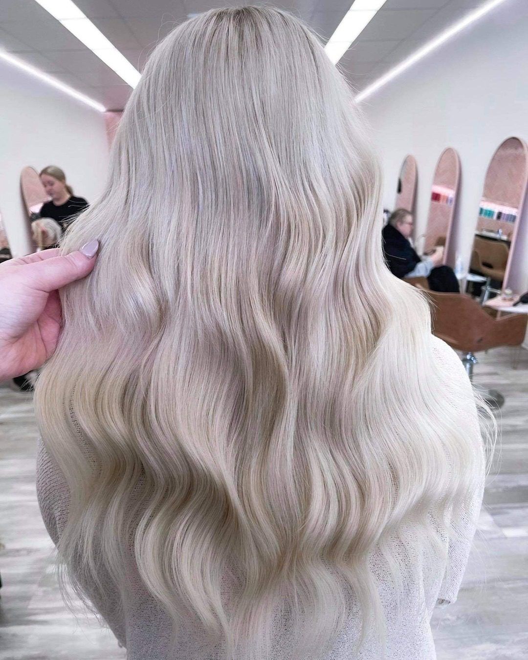 Mid-Back Platinum Blonde With Root Shadow Mid-Back Platinum Blonde With Root Shadow — Simple Icy Blonde