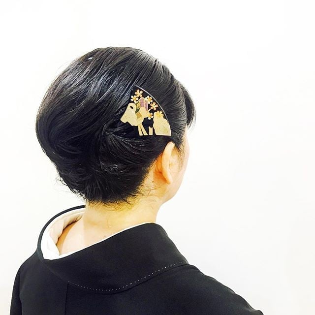 Polished Black Bun With Accessory — Simple Japanese Hairstyles