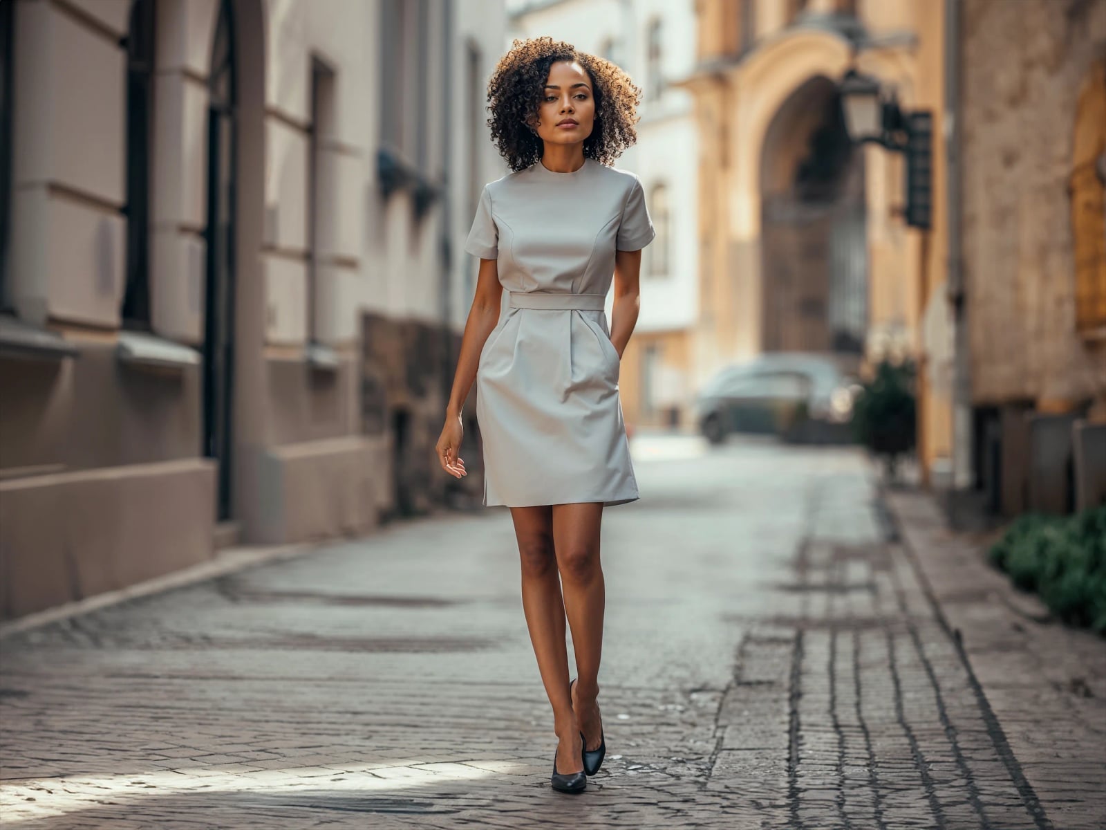 Light Gray Short-Sleeved Sheath Dress Light Gray Short-Sleeved Sheath Dress — Simple Job Interview Outfits