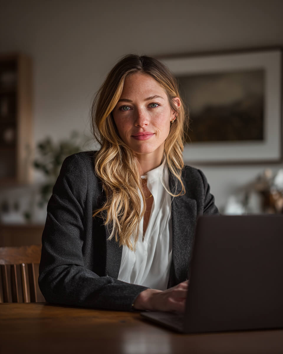Gray Tailored Suit with Beige Silk Blouse and Gray Heels Gray Tailored Suit with Beige Silk Blouse and Gray Heels — Simple Job Interview Outfits