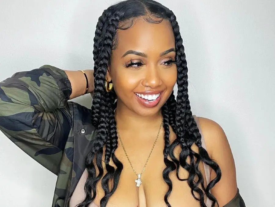 Thick Jumbo Braids Wavy Ends Black Blonde — Simple Jumbo Braids
