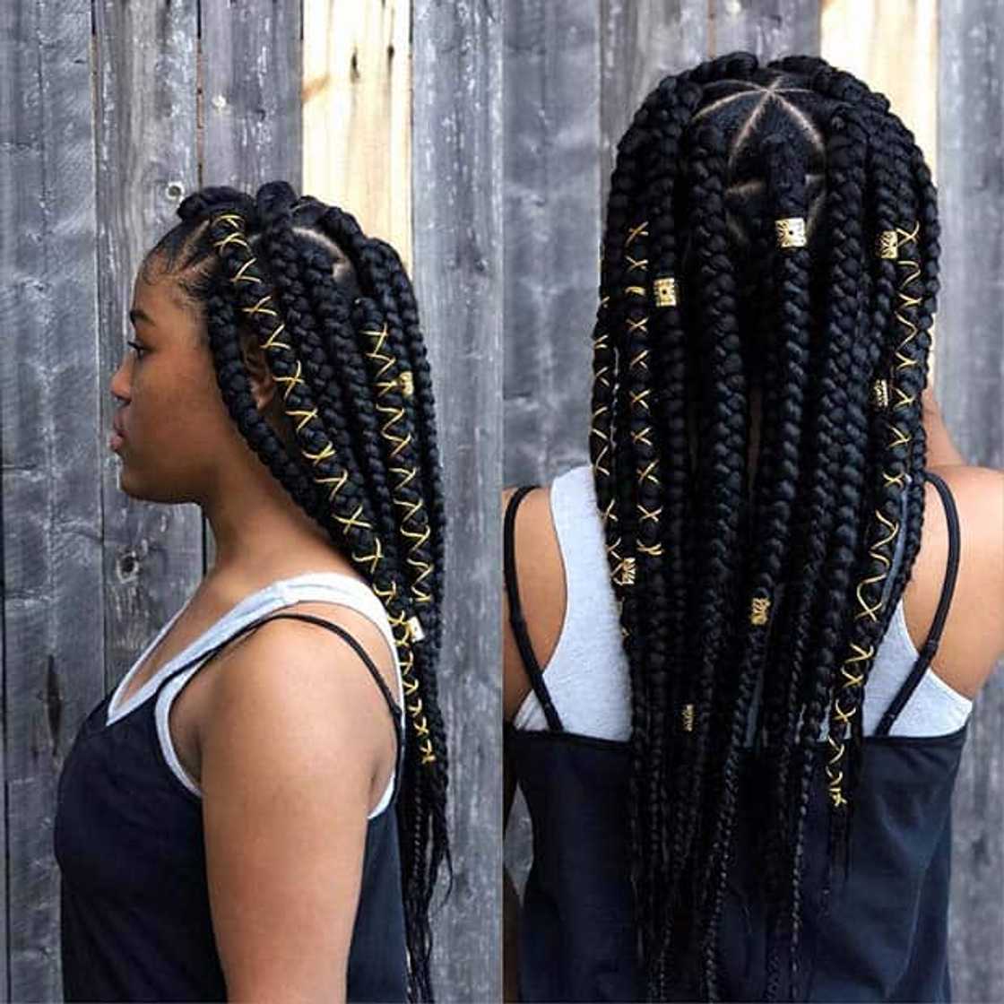 Black Box Braids Gold Accessories Yellow Thread — Simple Jumbo Braids