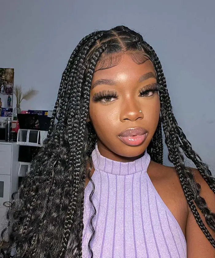 Shoulder Length Box Braids Curly Ends — Simple Jumbo Braids