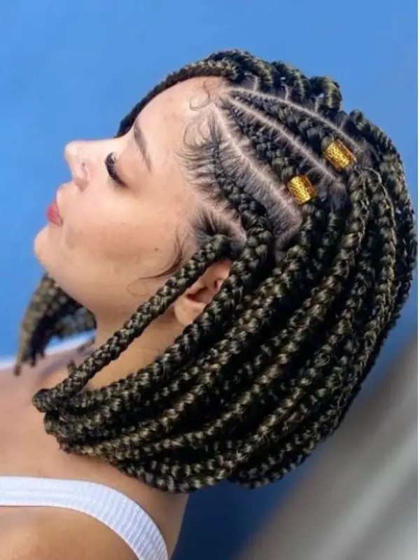 Short Bob Braids Wavy Texture Beads — Simple Jumbo Braids