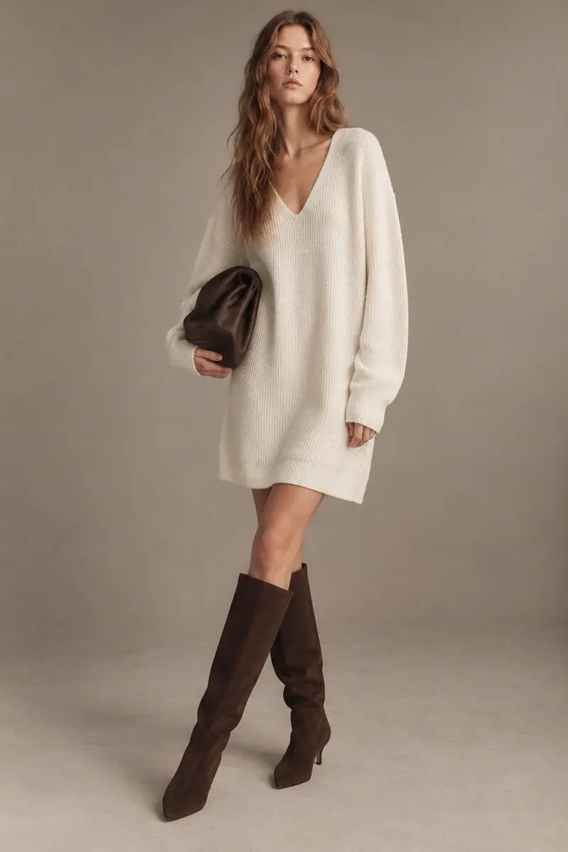 Cream Chunky Knit Oversized Mini Dress — Simple Knitted Dresses