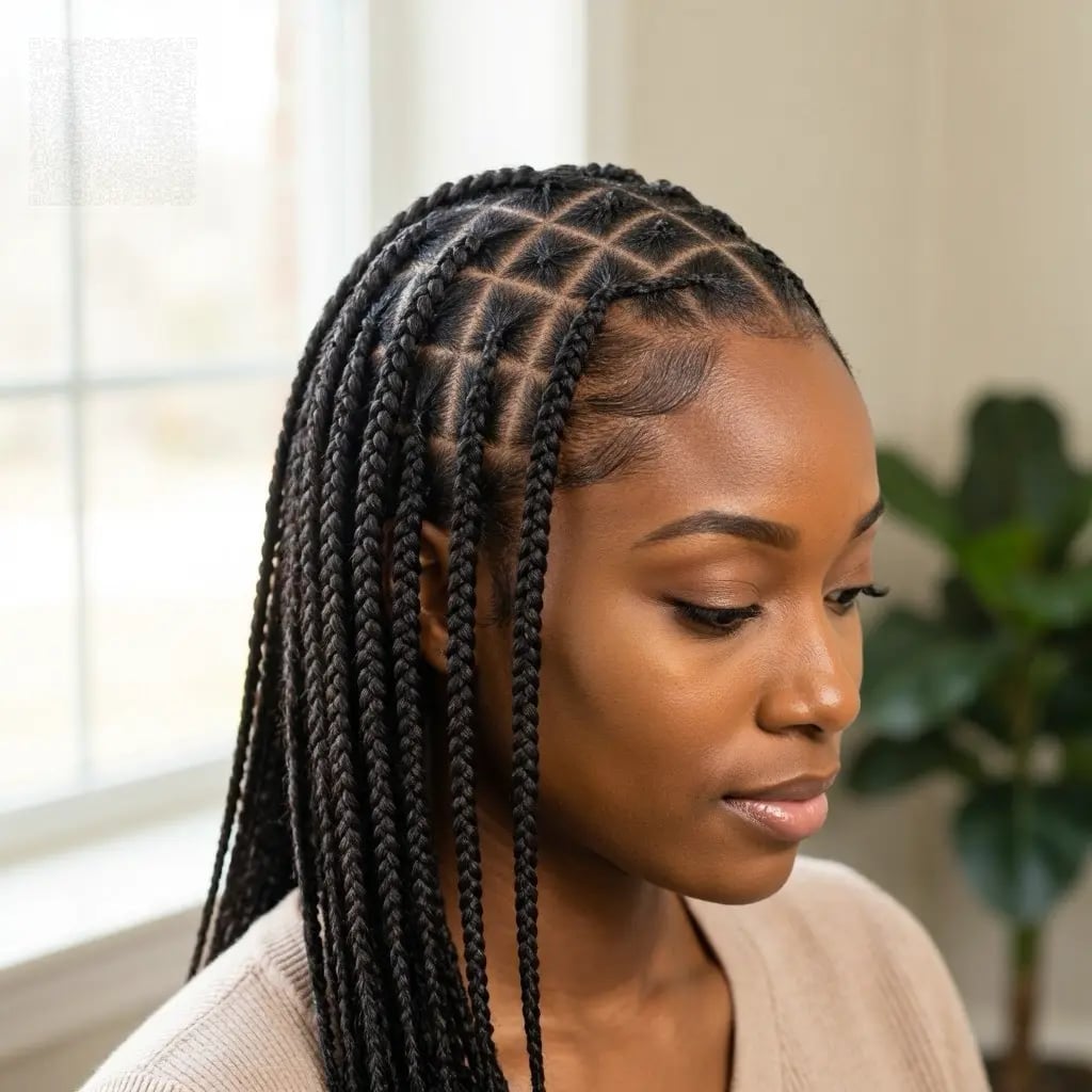 Collarbone Length Straight Thick Black Box Braids Collarbone Length Straight Thick Black Box Braids — Simple Knotless Braids
