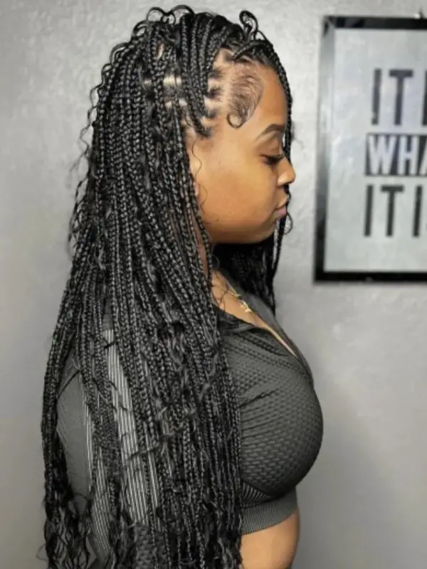 Shoulder Length Knotless Braids With Curly Ends — Simple Knotless Hairstyles