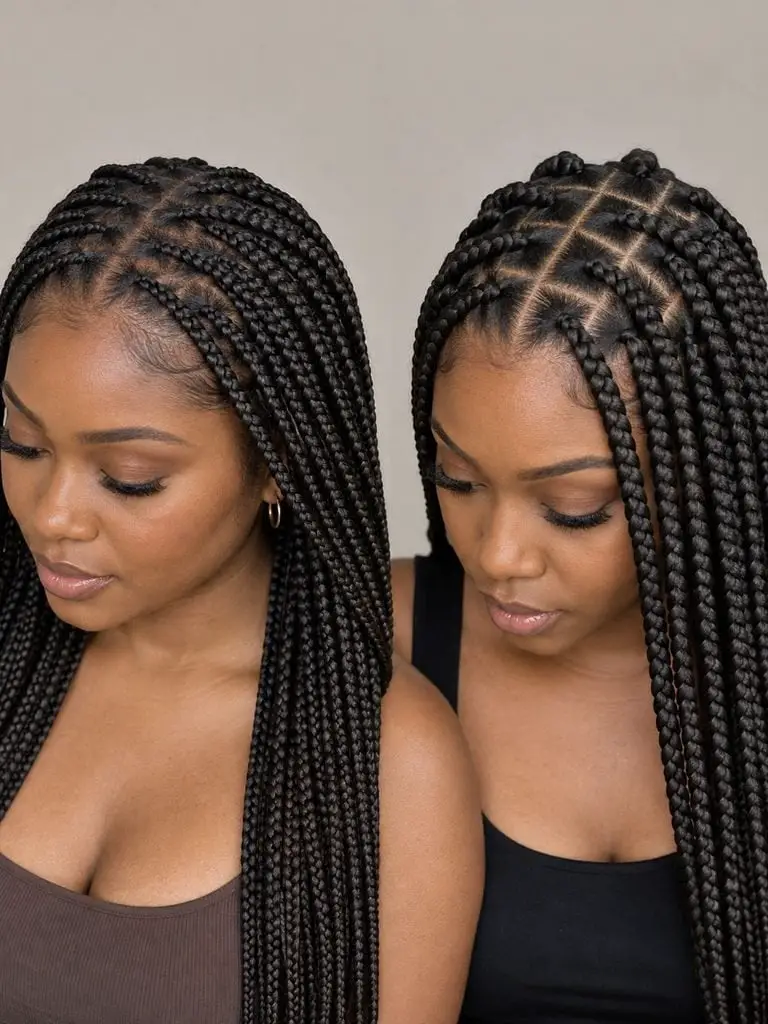 Uniform Mid-Back Knotless Braids — Simple Knotless Hairstyles